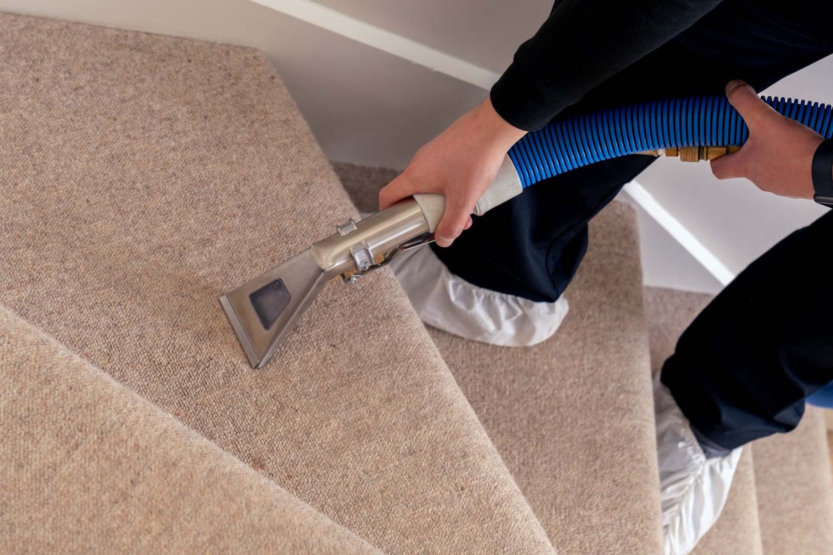 stairs being cleaned by Servicemaster Leicester