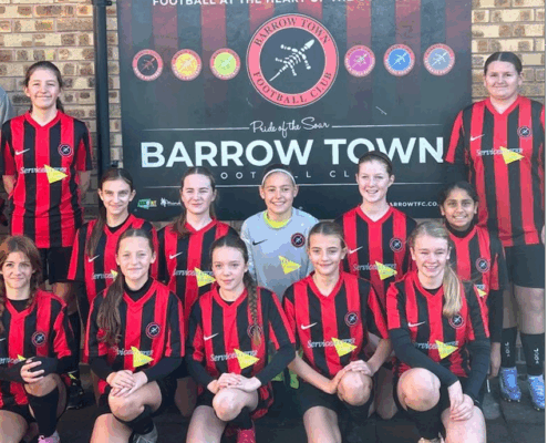 SM Leicester sponsoring Barrow Town football club in Leicester